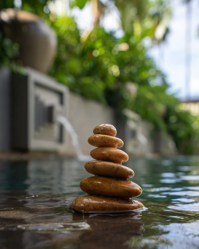 Zen stones by the pool